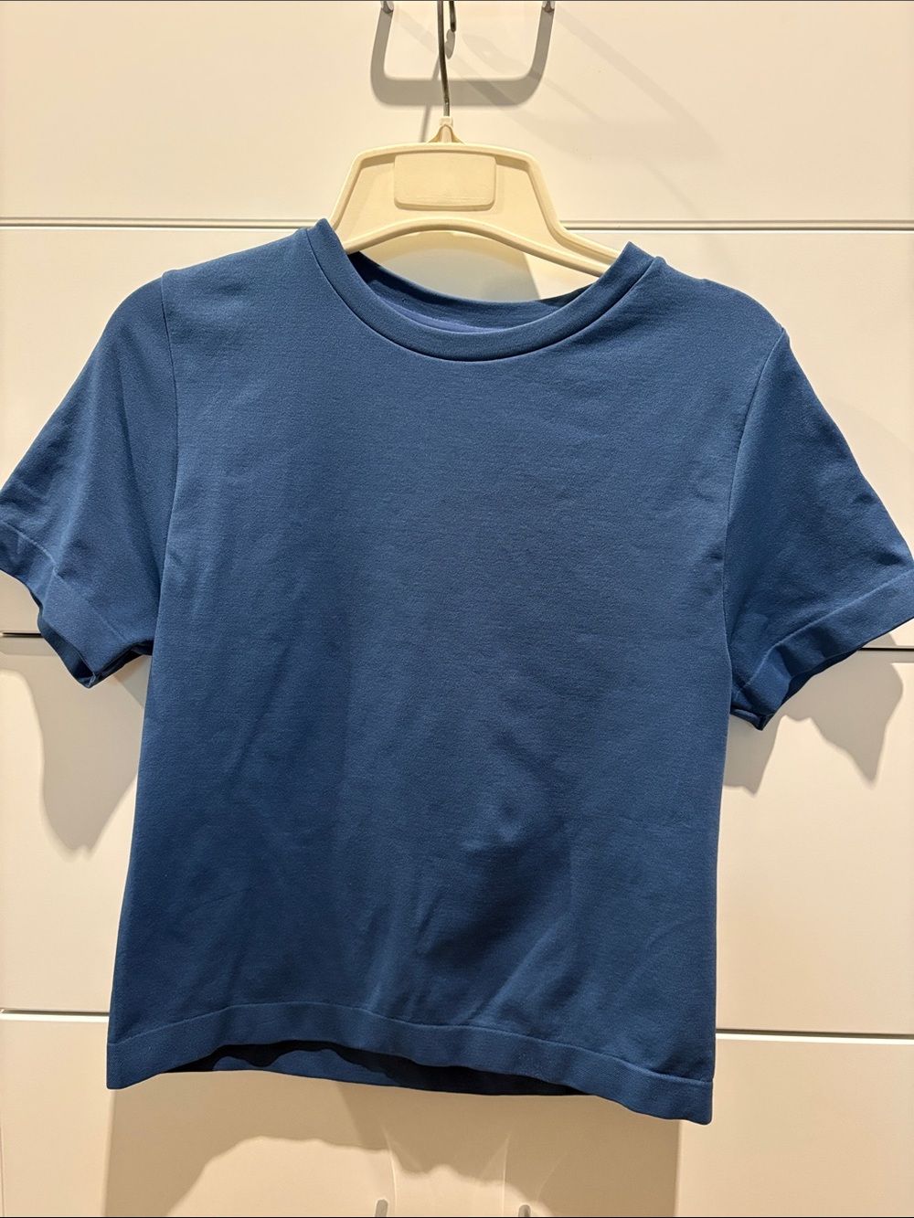 Classic Blue crop Crewneck Tee stretchy